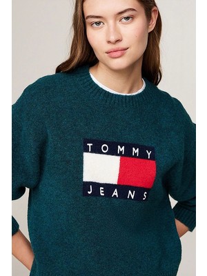 Tommy Hilfiger Kadın Melange Flag Kazak