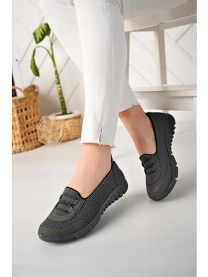 Büşra Sultan Ayakkabı & Çanta Kadın Füme  Hafif Taban Günlük Rahat Spor Babet Ayakkabı