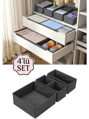 Serstil Antrasit 4'lü Çekmece Içi Düzenleyici Organizer Set