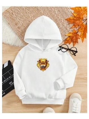 Afternoon Kids Erkek Çocuk Beyaz Minik Aslan Baskılı Sweatshirt