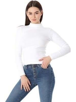 Nacar Bayan Uzun Kollu Yarım Balıkçı Likralı Penye Badi