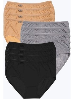 Tutku Kadın Elastan Bato Külot 12'li Siyah Gri Ten