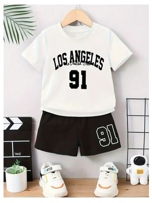Afternoon Kids Erkek Çocuk Los Angeles Baskılı Tişört-Şort Takımı