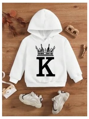 Afternoon Kids Erkek Çocuk Kapüşonlu Beyaz King Baskılı Sweatshirt