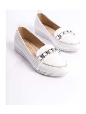 Sefayol Absolon Beyaz Mat Deri Kadın Babet