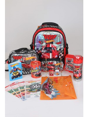 Hot Wheels Yeni Sezon Lisanslı Hot Wheels Okul,beslenme,kalem Çantası Ile Matara,beslenme Kabı ve Kırtasiye Seti Çıtçıt Dosya,kalem,silgi,kumbara,kalemtraş,resim Defteri,okul Etiketi