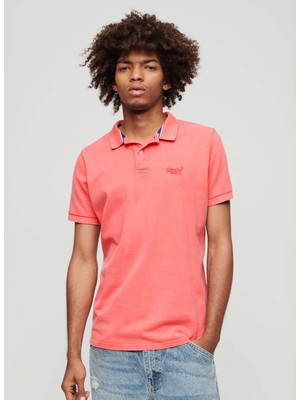 Superdry Düz Pembe Erkek Polo T-Shirt M1110345A2DB_VINT Destroy Polo