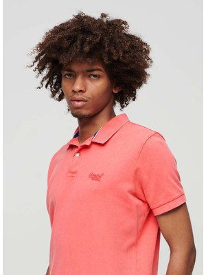 Superdry Düz Pembe Erkek Polo T-Shirt M1110345A2DB_VINT Destroy Polo