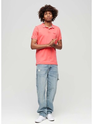 Superdry Düz Pembe Erkek Polo T-Shirt M1110345A2DB_VINT Destroy Polo