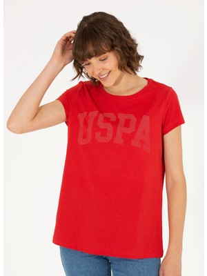 U.S. Polo Assn. Bisiklet Yaka Kırmızı Kadın T-Shirt GEAN23