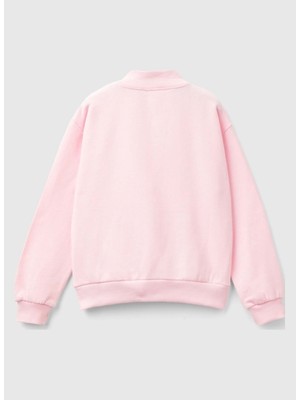 Benetton Baskılı Kadın Açık Pembe Sweatshırt 3J68C503Y 0g0