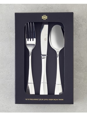 English Home Azul Paslanmaz Çelik Çatal Kaşık Bıçak Takımı 18 Parça 6 Kişilik Silver