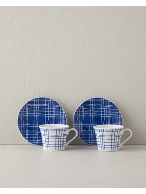 English Home Vera Porselen 4 Parça 2 Kişilik Kahve Fincan Takımı Mavi