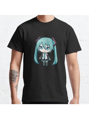 Zoka Wear Bol Kalıp Hatsune Miku Chibi Tasarım Baskılı T-Shirt