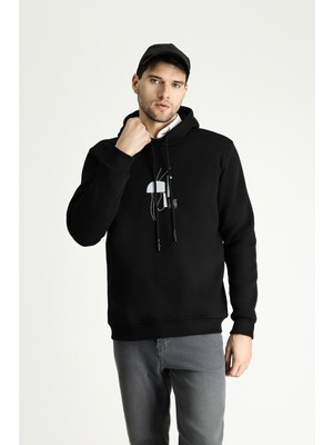 Kapüşonlu Baskılı Pamuklu Sweatshirt