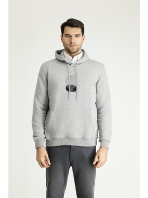 Kapüşonlu Baskılı Pamuklu Sweatshirt