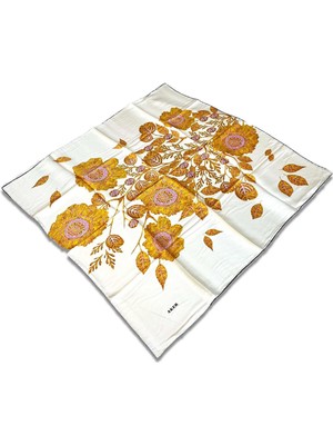 Aker Krem Sarı Karma Desen Sura Ipek Eşarp 31207