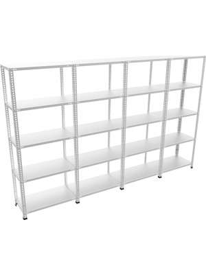 Çelik Raf Burada ® 43x240x150 5 Katlı 4 Lü Bitişik Çelik Raf Galvaniz Raf Arşiv Rafı Depo Rafı Kiler Rafı Dx51 Kalite