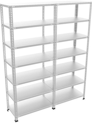 Çelik Raf Burada ® 31x120x200 7 Katlı 2 Li Bitişik Çelik Raf Galvaniz Raf Arşiv Rafı Depo Rafı Kiler Rafı Dx51 Kalite
