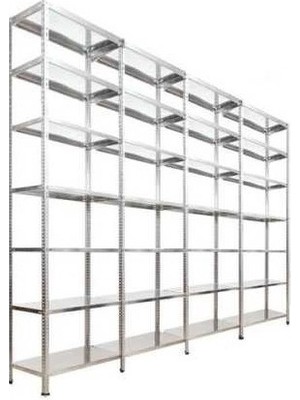 Çelik Raf Burada ® 43x240x200 7 Katlı 4 Lü Bitişik Çelik Raf Galvaniz Raf Arşiv Rafı Depo Rafı Kiler Rafı Dx51 Kalite