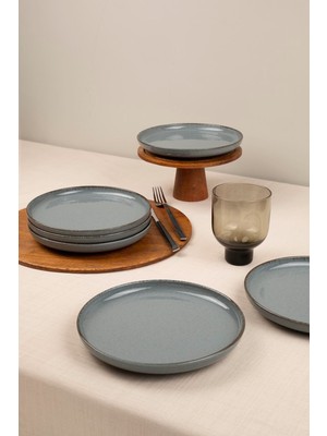 Kütahya Porselen Moderna 19CM Mavi Pasta Tabağı 6 Parça Şık Tasarım ile Servis İçin Uygun