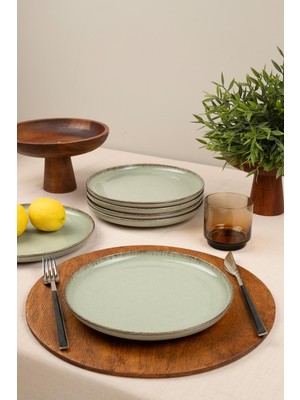 Kütahya Porselen Moderna 6 Parça 21 cm Düz Tabak Yeşil