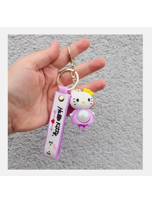 Sarego Işıklı Hello Kitty Anahtarlık Sevimli Tatlı Kedicik Aksesuarlı Hediyelik Maskotlu Kedi Figür