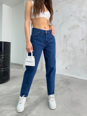 Bikelife Kadın Mom Jeans Yüksek Bel Esnek Denim Kumaşla Günlük Kullanım İçin