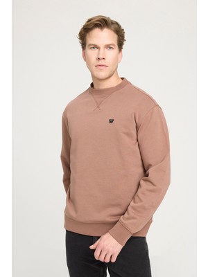 Wrangler Regular Fit Normal Kesim Bisiklet Yaka %100 Pamuk Kahverengi Sweatshirt