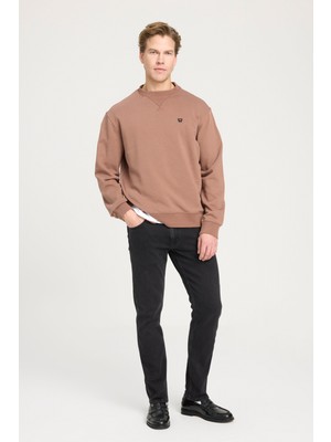 Wrangler Regular Fit Normal Kesim Bisiklet Yaka %100 Pamuk Kahverengi Sweatshirt