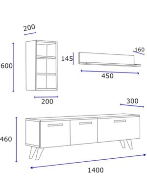 Eco Room Asena Tv Ünitesi - Atlantik Çam / Beyaz - 46X30X140 cm