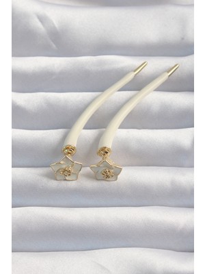 Callerrons Accessories  Pirinç Krem Renk Botega Küpe - EBJ240820W26505