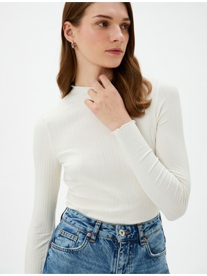 Koton Uzun Kollu Tişört Dik Yaka Viskon Slim Fit