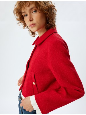 Koton Tüvit Ceket Düğmeli Klasik Yaka Cep Detaylı Uçları Kumaş Detaylı