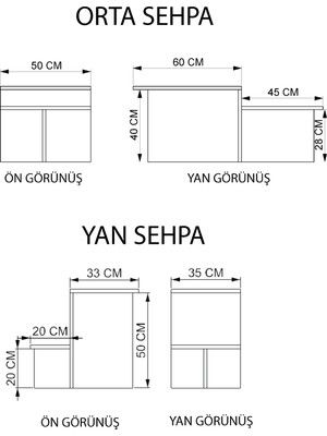 Alonex Home Diana Orta Sehpa Yan Sehpa Mermer Desenli