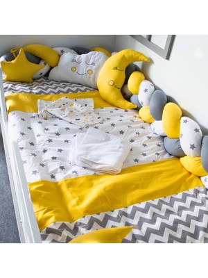 Kista Baby Montessori Bebek Uyku Seti Örgü Yan Korumalı Uyku Seti 90x190 100x200 Zig Zag