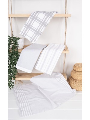 Baveno Home %100 Pamuk 4'lü Mutfak Havlu & Havlu Seti Saphir