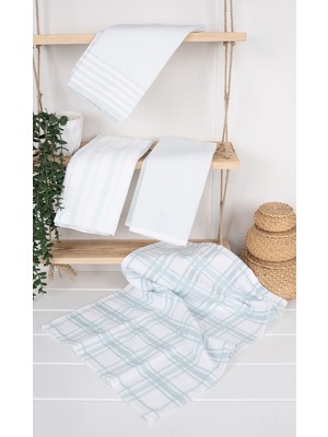 Baveno Home %100 Pamuk 4'lü Mutfak Havlu & Havlu Seti Saphir