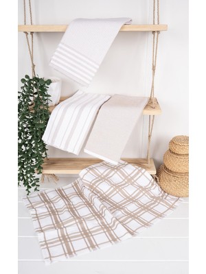 Baveno Home %100 Pamuk 4'lü Mutfak Havlu & Havlu Seti Saphir