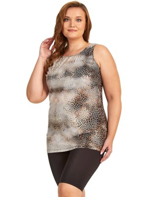 Argento 0755-9011 Leopar Kısa Kollu Tankini