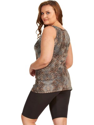 Argento 0755-9011 Leopar Kısa Kollu Tankini