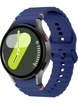 Sneezy Samsung Galaxy Watch 7 40MM-44MM Ile Uyumlu Metal Tokalı Dalgalı Spor Silikon Kordon