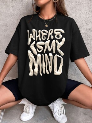 Swozz Oversize Unisex Pamuklu Where Is My Mind Baskılı T-Shirt