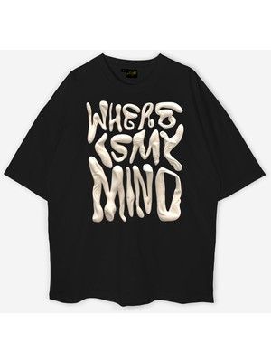 Swozz Oversize Unisex Pamuklu Where Is My Mind Baskılı T-Shirt