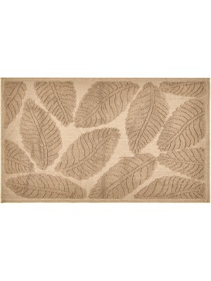 Evidea Soft Foglie 2'li Banyo Paspası - Bej - 60X100 cm + 50X60 cm