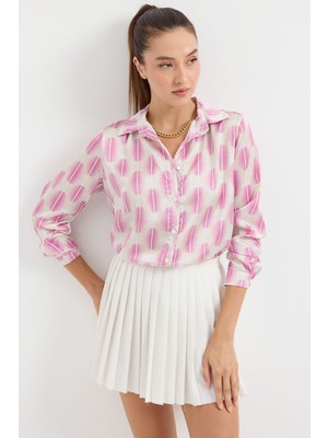 Bigdart 3964 Hafif Dökümlü Saten Gömlek - B.pembe