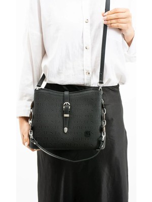 Just Polo Kadın Siyah Ayarlanabilir Uzun Askılı 3 Bölmeli El & Omuz ÇANTASI-NBS4014