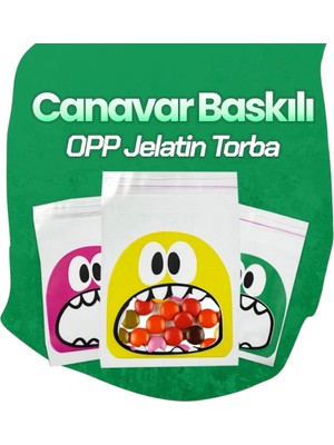 Çet Pack 50 Adet 10X15 Pembe Canavar Baskılı Jelatin - Kurabiye Poşeti - Hediye Paketi