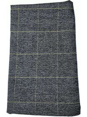 Atilla Tekstil Ekose Kareli Desen Pamuklu Gabardin Kumaş - Likralı - Gri Renk - (110 cm x 140 Cm) - 300 Gr/m