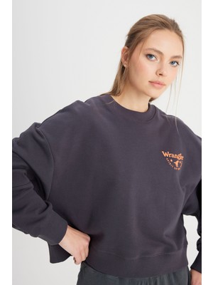 Wrangler Relaxed Fit Geniş Kesim Bisiklet Yaka  Pamuk Siyah Sweatshirt